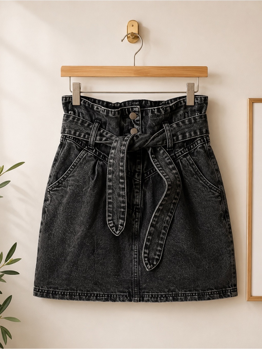Gilli Ava Black Washed Paperbag Skirt - Picture 6 of 6